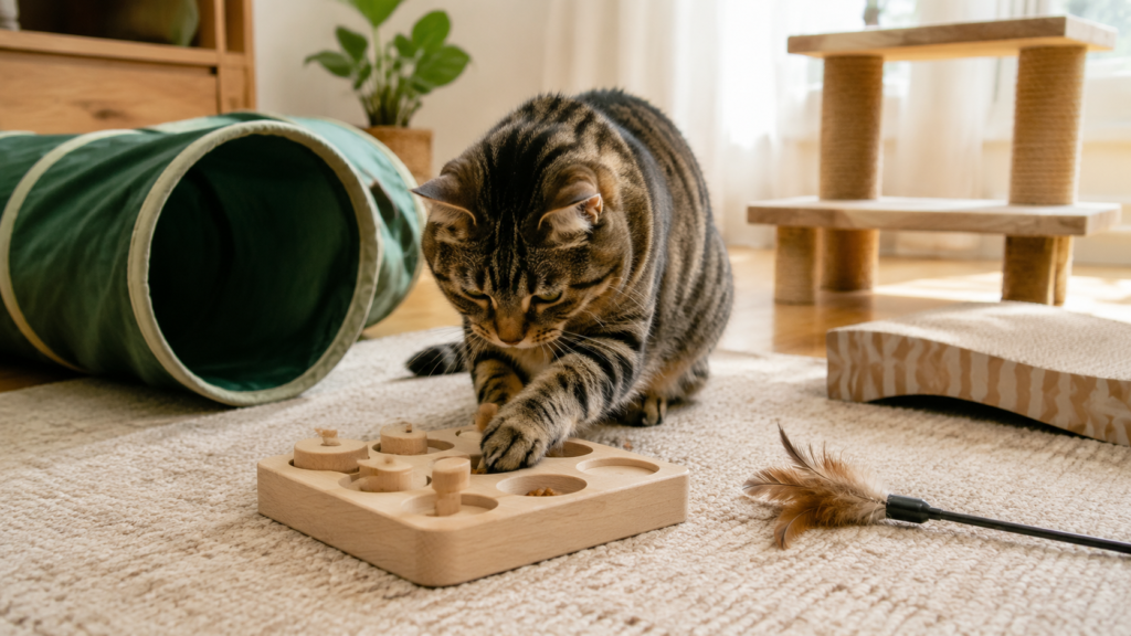 Enrichissement du milieu pour chat : 7 solutions pour un félin d&rsquo;intérieur épanoui